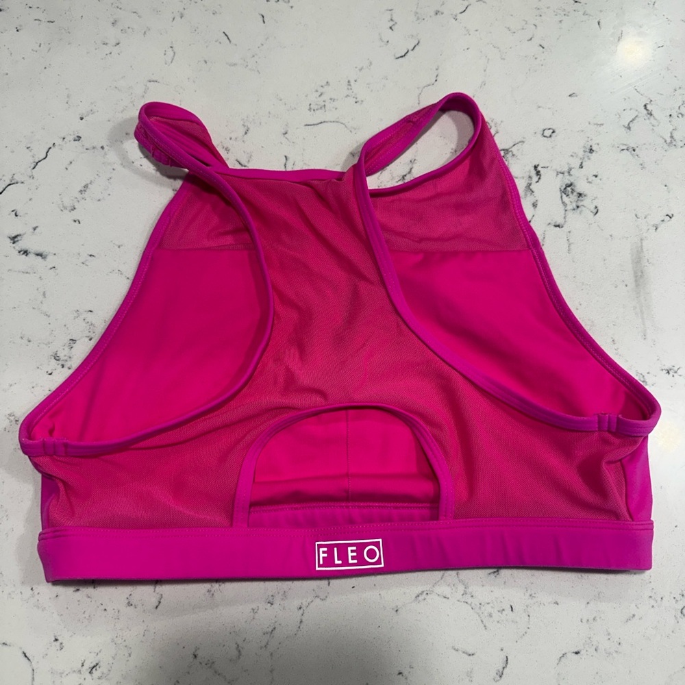 Fleo Hot Pink Racerback Mesh Sports Bra